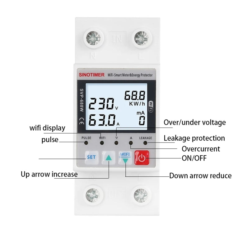 SINOTIMER SVP-688W-L  TUYA APP WiFi Smart Circuit Breaker Over Under Voltage Protector - free shipping - PMC TechLife - Order now!