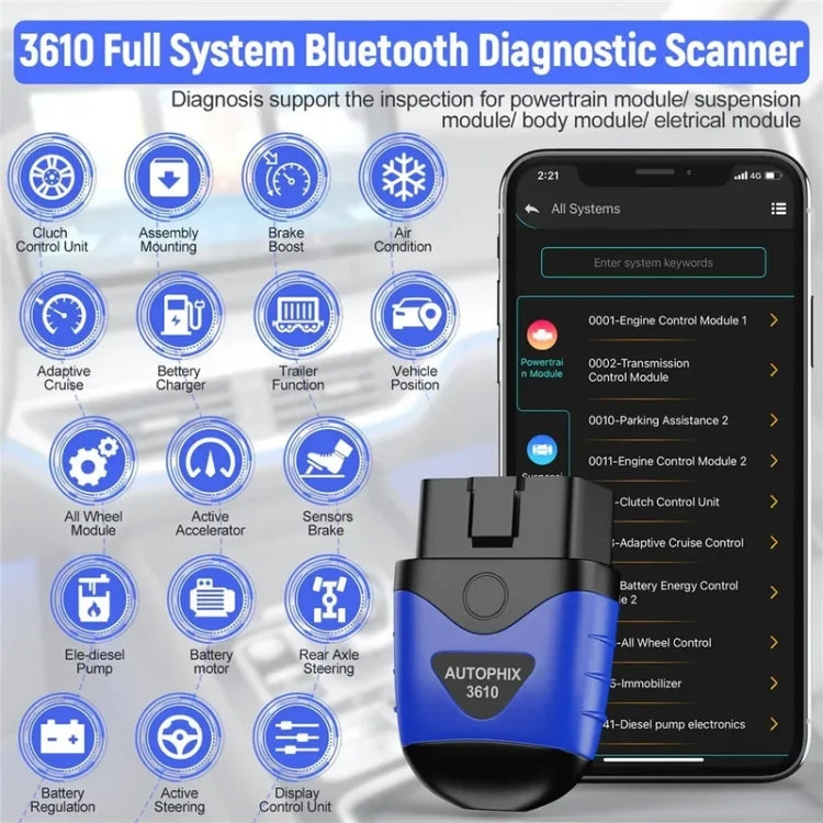 AUTOPHIX 3610 Bluetooth Car Full System Diagnostic Scanner For VW / AUDI / SKODA / SEAT - free shipping - PMC TechLife - Order now!