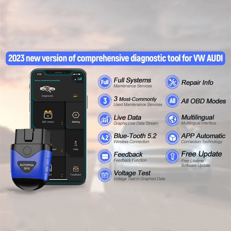 AUTOPHIX 3610 Bluetooth Car Full System Diagnostic Scanner For VW / AUDI / SKODA / SEAT - free shipping - PMC TechLife - Order now!