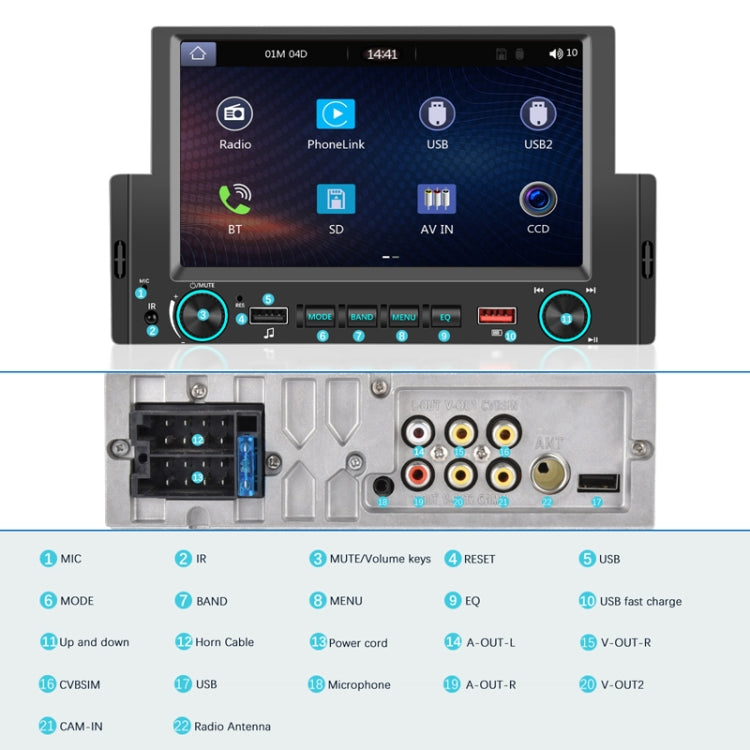 6.2 Inch MP5 Player Single Butt Universal Wired CarPlay Car Monitor, Model: Standard+12 Light Camera - Car MP3 & MP4 & MP5 by PMC TechLife | Online Shopping South Africa | PMC TechLife | Buy Now Pay Later Mobicred