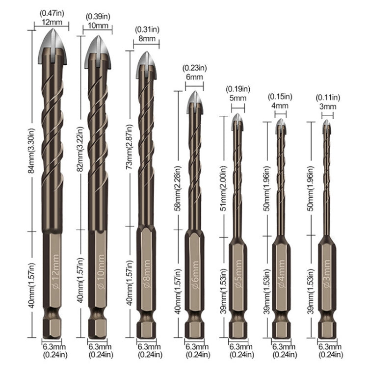 6mm Hexagonal Shank Spiral Flute Cross Alloy Drill Bits Glass Tile Four Edge Drivers - Drill & Drill Bits by PMC TechLife | Online Shopping South Africa | PMC TechLife | Buy Now Pay Later Mobicred