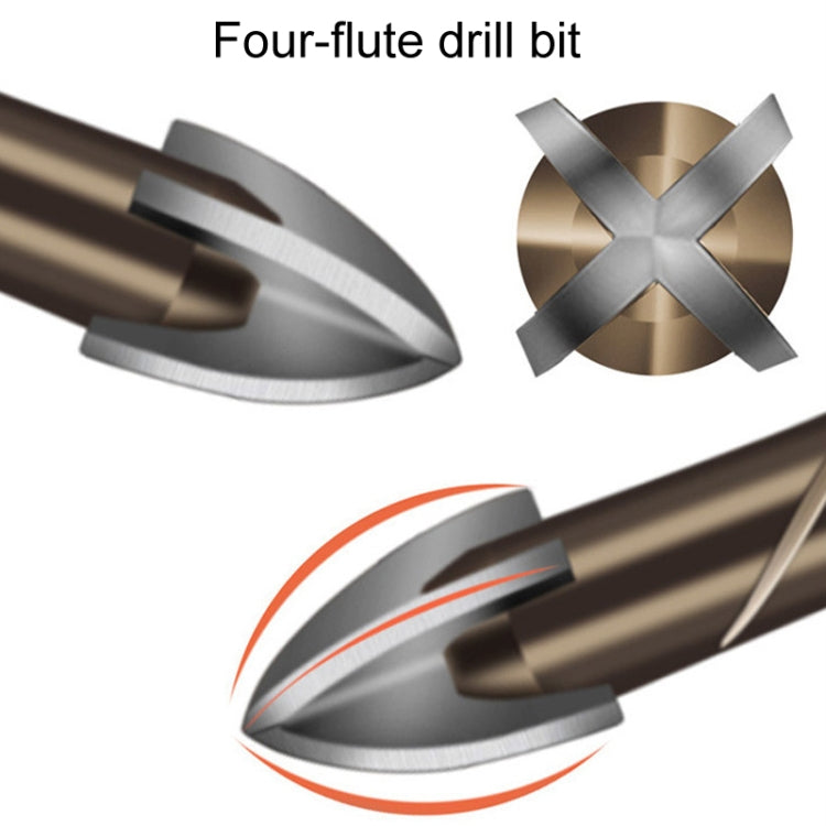 8mm Hexagonal Shank Spiral Flute Cross Alloy Drill Bits Glass Tile Four Edge Drivers - Drill & Drill Bits by PMC TechLife | Online Shopping South Africa | PMC TechLife | Buy Now Pay Later Mobicred