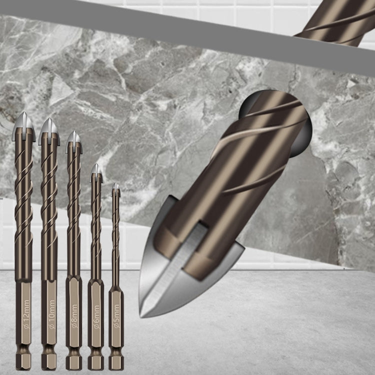 5mm Hexagonal Shank Spiral Flute Cross Alloy Drill Bits Glass Tile Four Edge Drivers - Drill & Drill Bits by PMC TechLife | Online Shopping South Africa | PMC TechLife | Buy Now Pay Later Mobicred