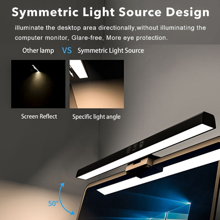TB-30SA 33cm Timing Dimming Display Asymmetric Working Eye Care LED Desk Lamp Laptop Screen Hanging Light(Black) - Desk Lamps by PMc TechLife | Online Shopping South Africa | PMc TechLife | Buy Now Pay Later Mobicred