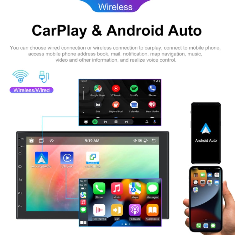 7inch Android 13.0 Dual Butt Universal Wireless Carplay Car Navigation Center Control All-In-One Monitor(Standard+AHD Camera) - Car MP3 & MP4 & MP5 by PMC TechLife | Online Shopping South Africa | PMC TechLife | Buy Now Pay Later Mobicred