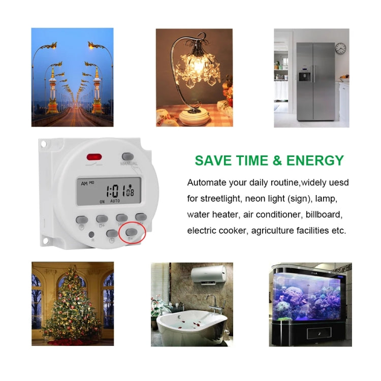 SINOTIMER CN101S-2 220V 1 Second Interval Digital LCD Timer Switch 7 Days Weekly Programmable Time Relay - Switch by SINOTIMER | Online Shopping South Africa | PMC TechLife | Buy Now Pay Later Mobicred