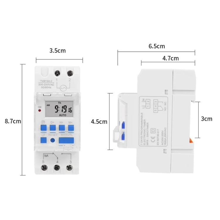 SINOTIMER TM919A-4 12V 16A Din Rail Mount Digital Timer Switch Microcomputer Weekly Programmable Time Relay Control - Switch by SINOTIMER | Online Shopping South Africa | PMC TechLife | Buy Now Pay Later Mobicred