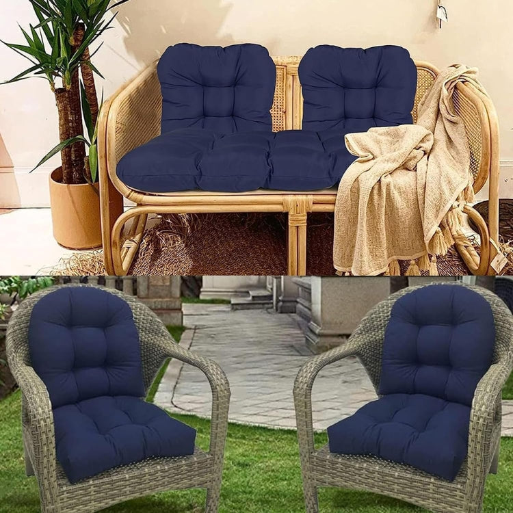 1pair 48 x 48cm Garden Patio Rattan Chair Waterproof Cushion Thick Soft Sofa Cushion(Navy Blue) - Cushions & Pillows by PMc TechLife | Online Shopping South Africa | PMc TechLife | Buy Now Pay Later Mobicred