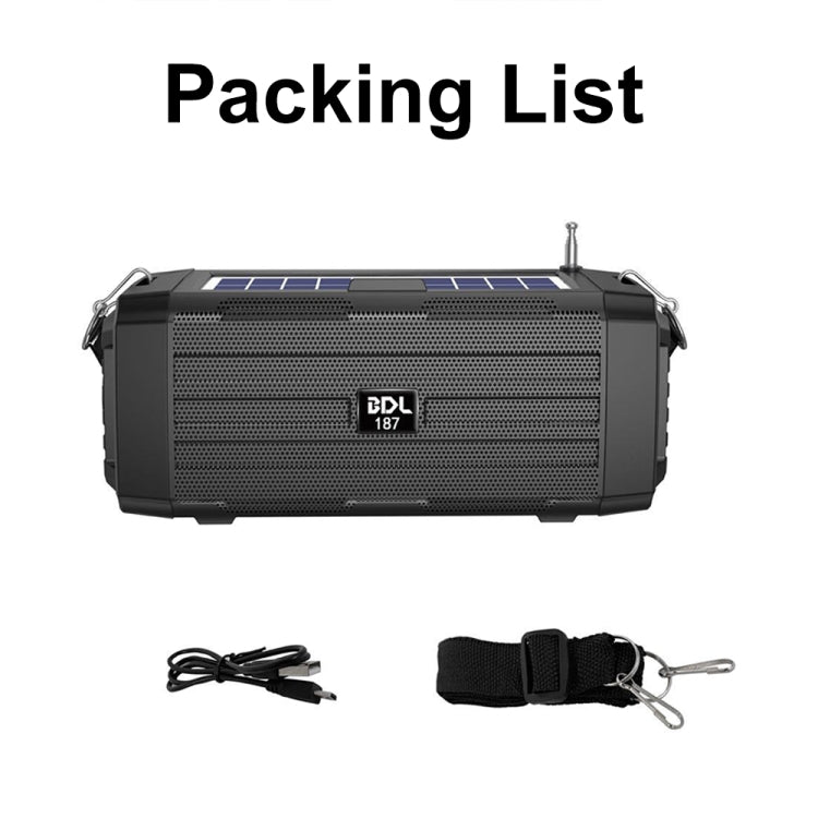 BDL-187 LED Light Solar Wireless Bluetooth Speaker Portable Outdoor Camping FM Radio(Red) - Radio Player by PMC TechLife | Online Shopping South Africa | PMC TechLife | Buy Now Pay Later Mobicred