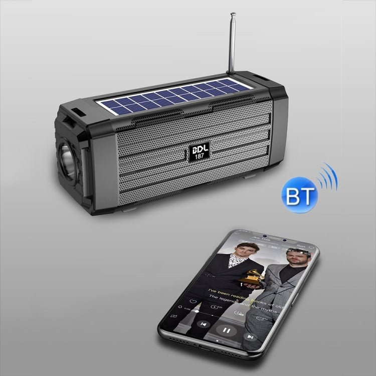 BDL-187 LED Light Solar Wireless Bluetooth Speaker Portable Outdoor Camping FM Radio(Red) - Radio Player by PMC TechLife | Online Shopping South Africa | PMC TechLife | Buy Now Pay Later Mobicred