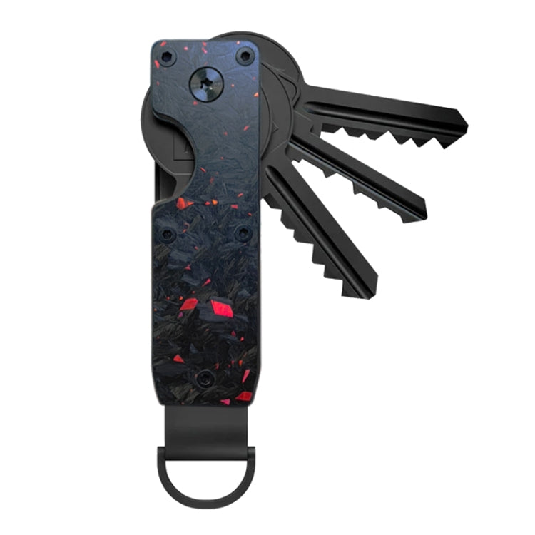 Compact Key Organizer Metal Key Chain Can Hold 2-6 Keys Red Forged Carbon - Key Rings by PMC TechLife | Online Shopping South Africa | PMC TechLife | Buy Now Pay Later Mobicred