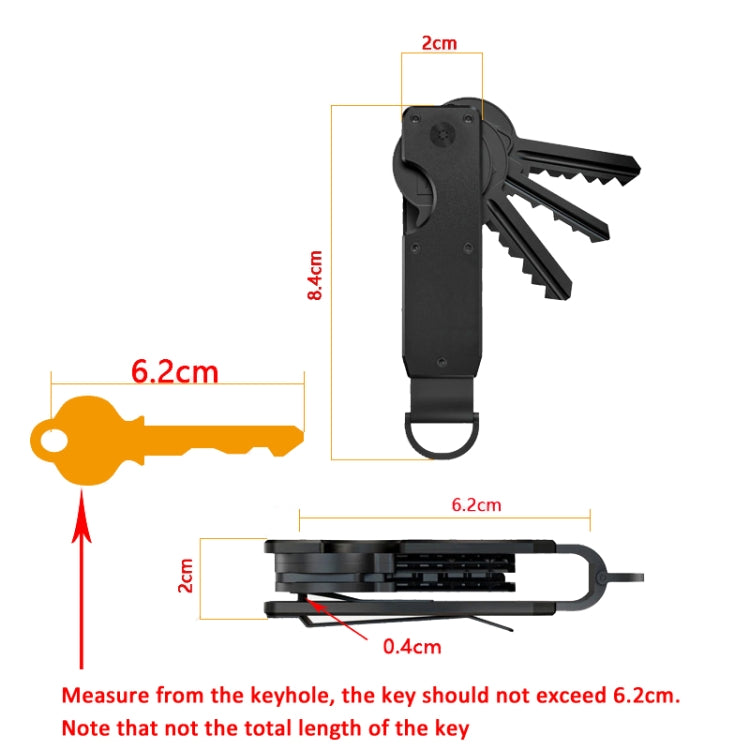 Compact Key Organizer Metal Key Chain Can Hold 2-6 Keys Carbon Fiber - Key Rings by PMC TechLife | Online Shopping South Africa | PMC TechLife | Buy Now Pay Later Mobicred