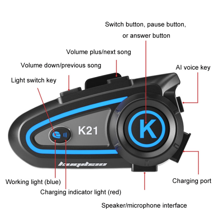KUQIBAO Motorcycle Helmet Long-lasting Waterproof Bluetooth-compatible Headset with Light(Soft Microphone) - free shipping - PMC TechLife - Order now!