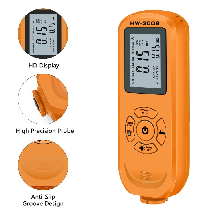 HW-300S High Precision Coating Thickness Gauge Anti-skid Paint Film Gauge(Black Horizontal Screen) - Coating Thickness Gauge by PMC TechLife | Online Shopping South Africa | PMC TechLife | Buy Now Pay Later Mobicred