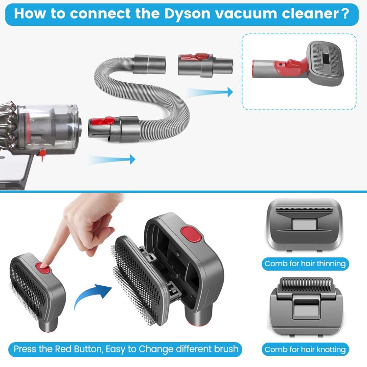 For Dyson V7 V8 V10 V11 V15 Pet 3 In 1 Grooming Suction Head Set Without Hose - For Dyson Accessories by PMC TechLife | Online Shopping South Africa | PMC TechLife | Buy Now Pay Later Mobicred