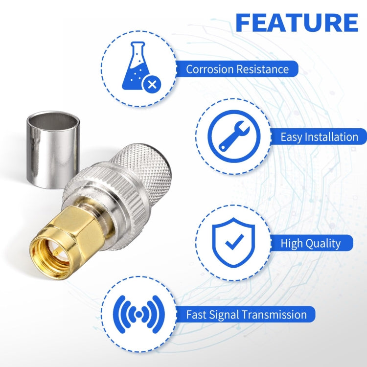 10pcs /Pack SMA Male Crimp Connector Kit For LMR-400 / RG8 / RG213 / Belden-9913 SMA Extension Cable - Connectors by PMC Jewellery | Online Shopping South Africa | PMC Jewellery | Buy Now Pay Later Mobicred