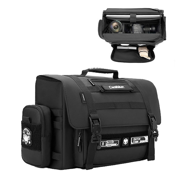 Cwatcun D115 Shoulder Crossbody Waterproof Leather Film DSLR Camera Bag, Color: Black Small - free shipping - PMC TechLife - Order now!