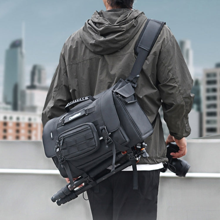 Cwatcun D115 Shoulder Crossbody Waterproof Leather Film DSLR Camera Bag, Color: Black Large - free shipping - PMC TechLife - Order now!