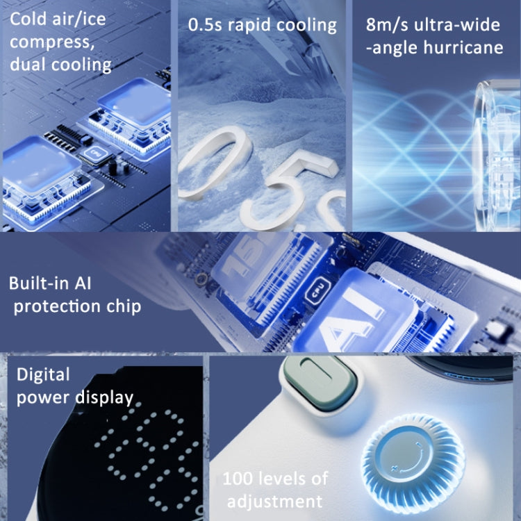Turbo Handheld Small Fan Outdoor 100-speed Cooling Fan Built-in 4000 mAh Battery(White) - Electric Fans by PMC TechLife | Online Shopping South Africa | PMC TechLife | Buy Now Pay Later Mobicred