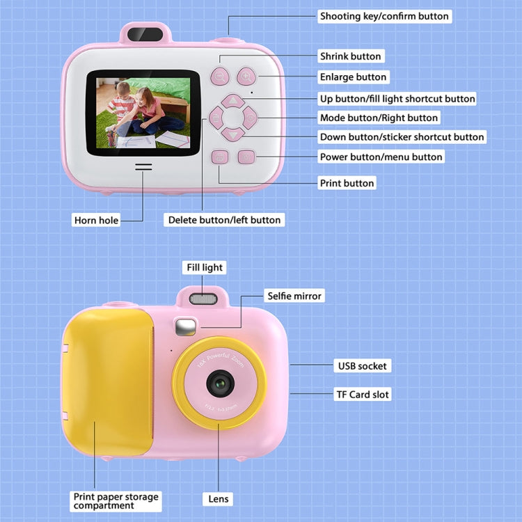 2.4-Inch Smart Digital Kids Thermal Printing Camera With Printing Paper, Color: 503J Pink Fixed Focus - Children Cameras by PMC TechLife | Online Shopping South Africa | PMC TechLife | Buy Now Pay Later Mobicred