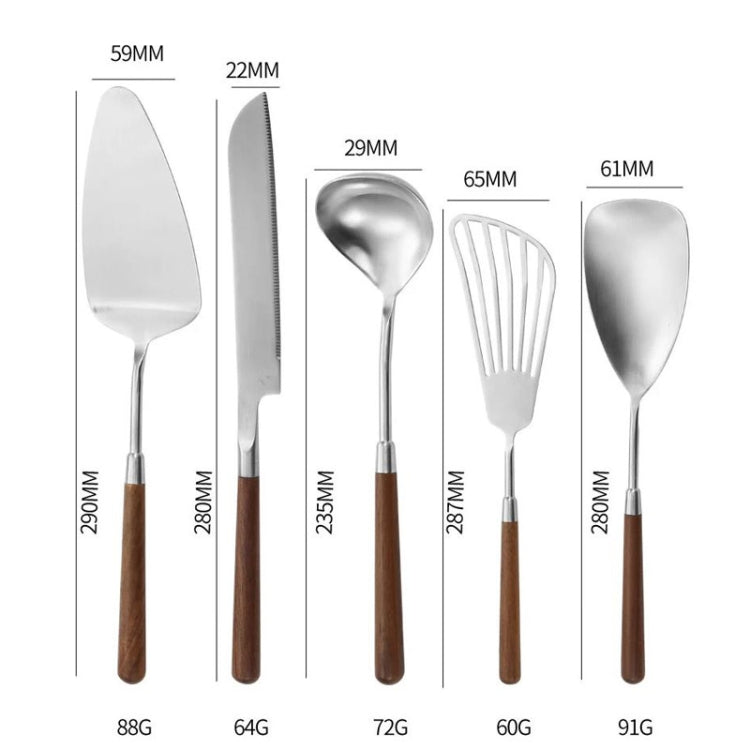 304 Stainless Steel Walnut Handle Cooking Tools Home Restaurant Kitchen Gadgets, Style: Cake Knife - free shipping - PMC TechLife - Order now!