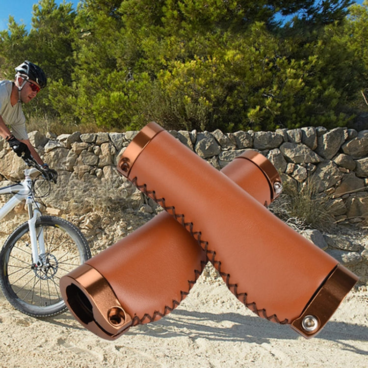 1pair Bicycle Non-Slip Leather Handlebar Grips Mountain Bike Vintage Handlebar Protector(Black) - Bicycle Grips by PMC TechLife | Online Shopping South Africa | PMC TechLife | Buy Now Pay Later Mobicred