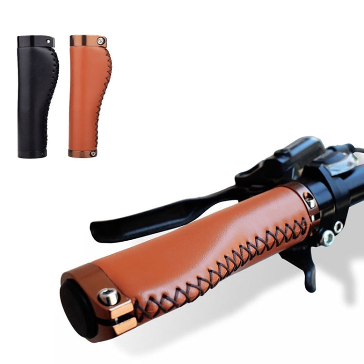 1pair Bicycle Non-Slip Leather Handlebar Grips Mountain Bike Vintage Handlebar Protector(Brown) - Bicycle Grips by PMC TechLife | Online Shopping South Africa | PMC TechLife | Buy Now Pay Later Mobicred