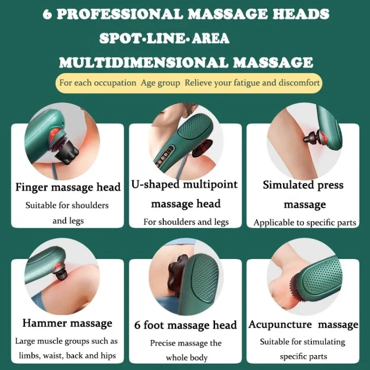 6 In 1 Handheld Body Massager 15 Modes Heating Vibration Massage Stick(Green) - free shipping - PMC TechLife - Order now!