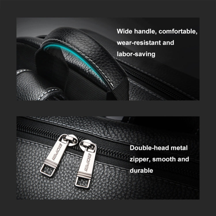 Bopai 61-121671A Top-Layer Cowhide Large-Capacity Casual Business Laptop Backpack(Black) - free shipping - PMC Jewellery - Order now!