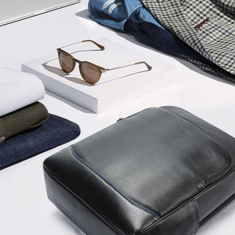 Bopai 61-121671A Top-Layer Cowhide Large-Capacity Casual Business Laptop Backpack(Black) - free shipping - PMC Jewellery - Order now!