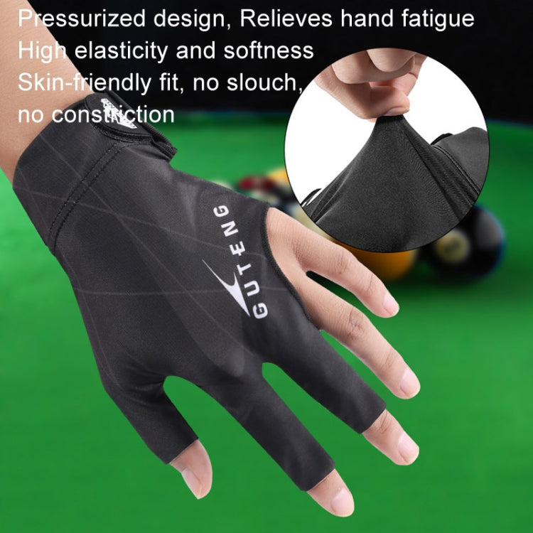 GUTENG Three Finger Thin Breathable Wear-Resistant Non-Slip Snooker Billiard Gloves, Style: Left Hand Half Finger (Printed Black) - Safety Gloves by GUTENG | Online Shopping South Africa | PMC TechLife | Buy Now Pay Later Mobicred