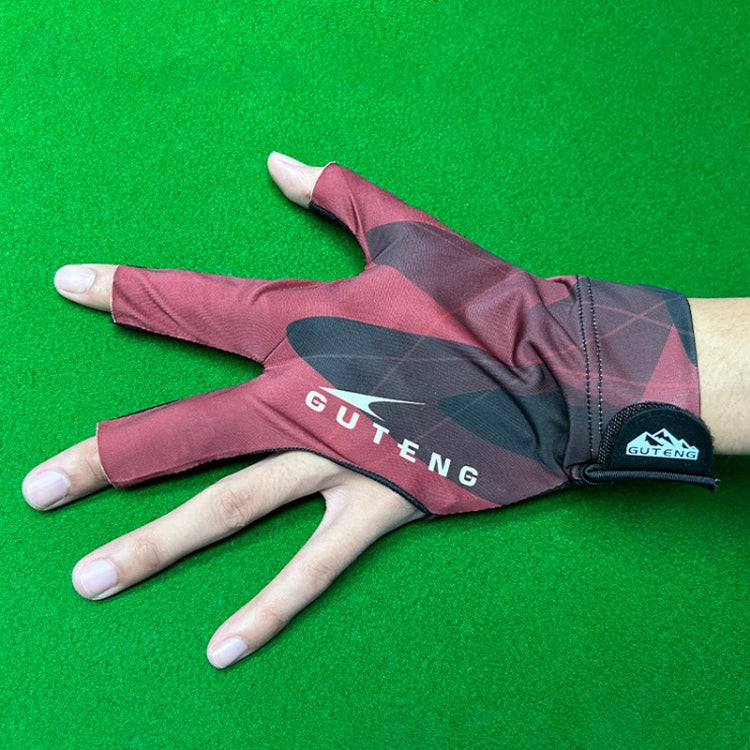 GUTENG Three Finger Thin Breathable Wear-Resistant Non-Slip Snooker Billiard Gloves, Style: Right Thumb Half Finger (Printed Red) - Safety Gloves by GUTENG | Online Shopping South Africa | PMC TechLife | Buy Now Pay Later Mobicred