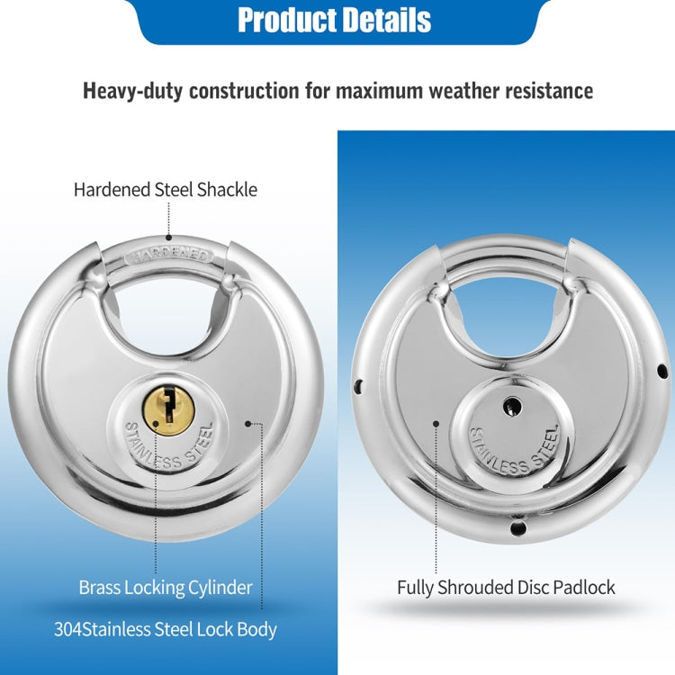 60mm Household Anti-Theft Rust-Proof And Waterproof Pure Copper Core Round Padlock - Padlocks by PMc TechLife | Online Shopping South Africa | PMc TechLife | Buy Now Pay Later Mobicred