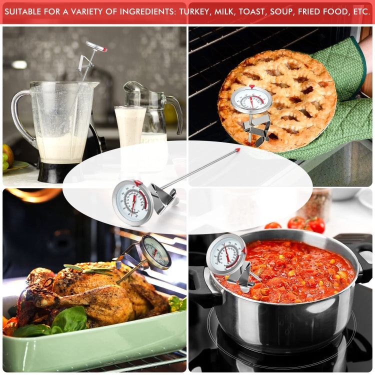 40cm Long Stem Stainless Steel Thermometer with Pot Clip for Frying, Cooking, Turkey, Food, Milk - Cooking Thermometers by PMc TechLife | Online Shopping South Africa | PMc TechLife | Buy Now Pay Later Mobicred