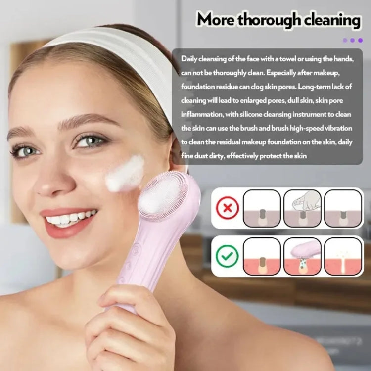 Sonic Waterproof Facial Cleansing Brush Rechargeable Hot Compress Face Scrubber Cleanser(Pink) - free shipping - PMC TechLife - Order now!