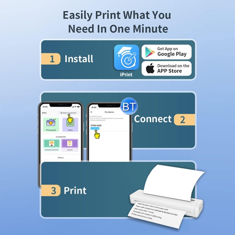 A4-XZ 203DPI A4 Home Portable Smart Wireless Inkless Thermal Printer(White) - Printer by PMC TechLife | Online Shopping South Africa | PMC TechLife | Buy Now Pay Later Mobicred