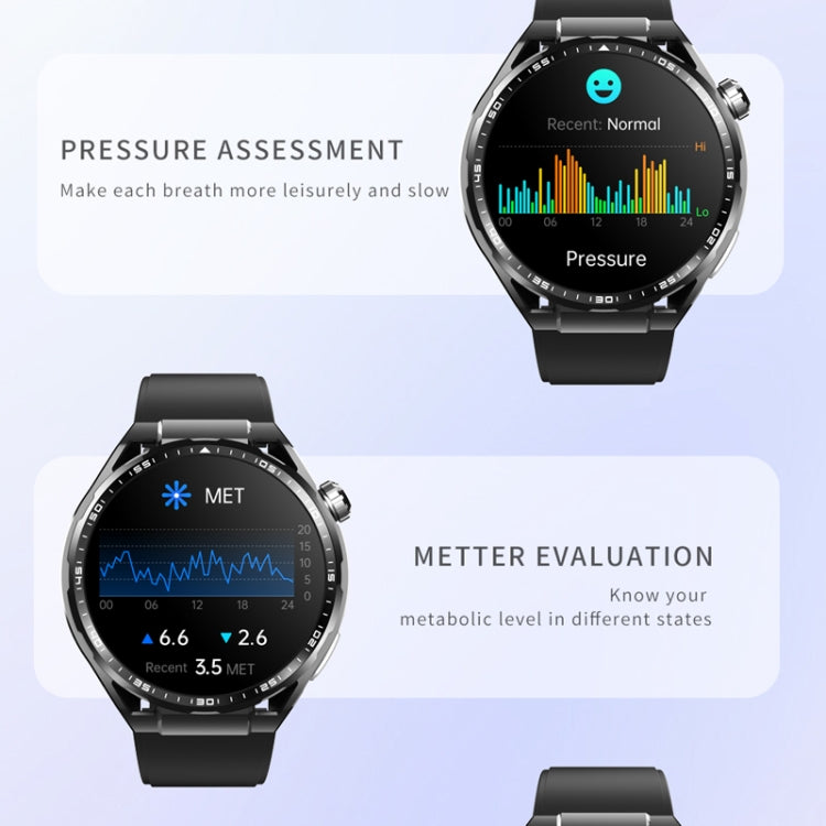 F200 Smart Health Watch ECG Electrocardiogram Blood Sugar Monitoring 1.55 Inch Round Screen, Color: Black 3-Beads Steel - Smart Watches by PMC TechLife | Online Shopping South Africa | PMC TechLife | Buy Now Pay Later Mobicred