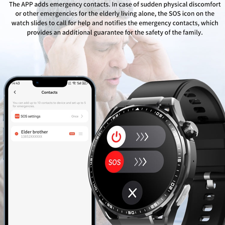 F200 Smart Health Watch ECG Electrocardiogram Blood Sugar Monitoring 1.55 Inch Round Screen, Color: Black Brown Leather - Smart Watches by PMC TechLife | Online Shopping South Africa | PMC TechLife | Buy Now Pay Later Mobicred