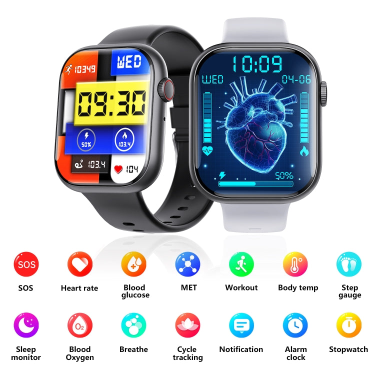 F70  2.1 Inch Screen Smart Watch With Blood Sugar/Blood Oxygen Monitoring /SOS Alarm/100+ Sports Modes, Color: Black Milan - Smart Watches by PMC TechLife | Online Shopping South Africa | PMC TechLife | Buy Now Pay Later Mobicred