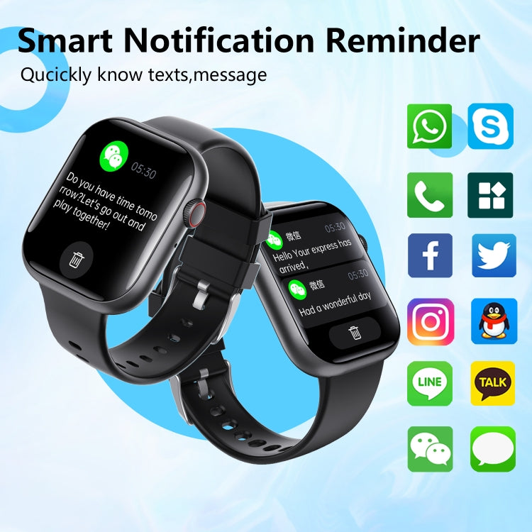 F70  2.1 Inch Screen Smart Watch With Blood Sugar/Blood Oxygen Monitoring /SOS Alarm/100+ Sports Modes, Color: Black SIlver 3-bead - Smart Watches by PMC TechLife | Online Shopping South Africa | PMC TechLife | Buy Now Pay Later Mobicred