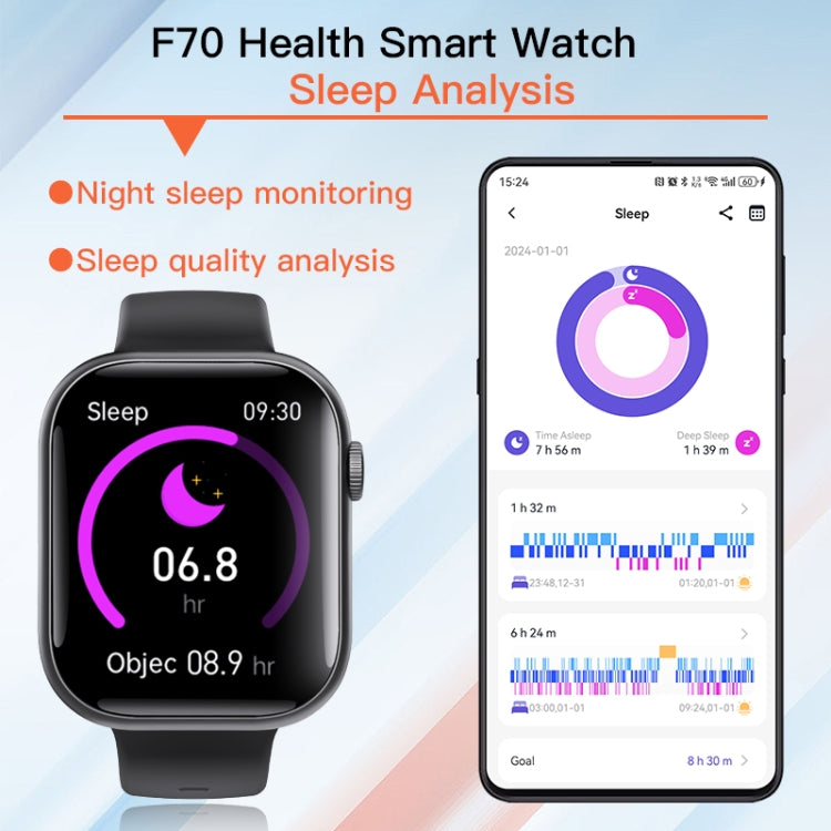 F70  2.1 Inch Screen Smart Watch With Blood Sugar/Blood Oxygen Monitoring /SOS Alarm/100+ Sports Modes, Color: Black Silicone - Smart Watches by PMC TechLife | Online Shopping South Africa | PMC TechLife | Buy Now Pay Later Mobicred