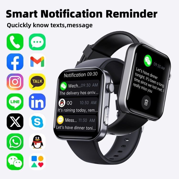 F300  2.1-Inch Screen Smart Watch Supports Bluetooth Calls/ECG/Blood Composition Analysis/50+ Sports Modes, Color: Black Milan - Smart Watches by PMC TechLife | Online Shopping South Africa | PMC TechLife | Buy Now Pay Later Mobicred