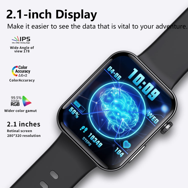 F300  2.1-Inch Screen Smart Watch Supports Bluetooth Calls/ECG/Blood Composition Analysis/50+ Sports Modes, Color: Black Silicone - Smart Watches by PMC TechLife | Online Shopping South Africa | PMC TechLife | Buy Now Pay Later Mobicred