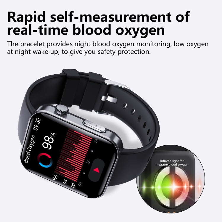 F300  2.1-Inch Screen Smart Watch Supports Bluetooth Calls/ECG/Blood Composition Analysis/50+ Sports Modes, Color: Black Silicone - Smart Watches by PMC TechLife | Online Shopping South Africa | PMC TechLife | Buy Now Pay Later Mobicred