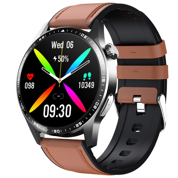 F400  1.55 Inch Screen Smart Watch Support ECG/ Blood Oxygen / Blood Sugar / 150+ Sports Mode, Color: Black Brown Leather - Smart Watches by PMC TechLife | Online Shopping South Africa | PMC TechLife | Buy Now Pay Later Mobicred