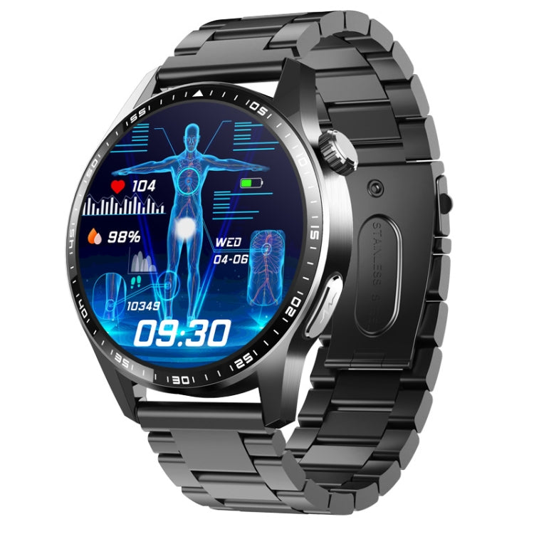 F400  1.55 Inch Screen Smart Watch Support ECG/ Blood Oxygen / Blood Sugar / 150+ Sports Mode, Color: Black 3-Beads Steel - Smart Watches by PMC TechLife | Online Shopping South Africa | PMC TechLife | Buy Now Pay Later Mobicred