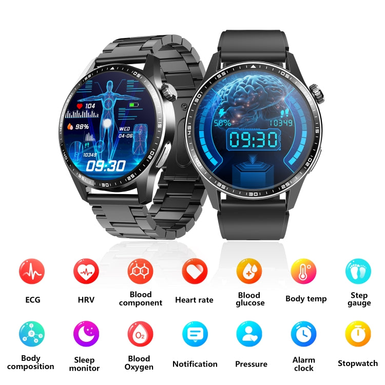 F400  1.55 Inch Screen Smart Watch Support ECG/ Blood Oxygen / Blood Sugar / 150+ Sports Mode, Color: Black Milan - Smart Watches by PMC TechLife | Online Shopping South Africa | PMC TechLife | Buy Now Pay Later Mobicred