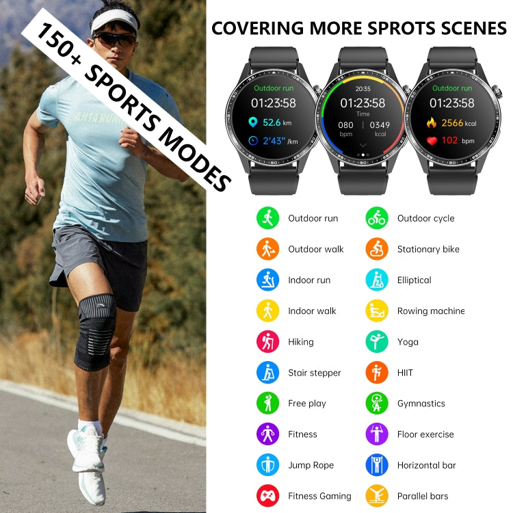 F400  1.55 Inch Screen Smart Watch Support ECG/ Blood Oxygen / Blood Sugar / 150+ Sports Mode, Color: Black Gray Silicone - Smart Watches by PMC TechLife | Online Shopping South Africa | PMC TechLife | Buy Now Pay Later Mobicred