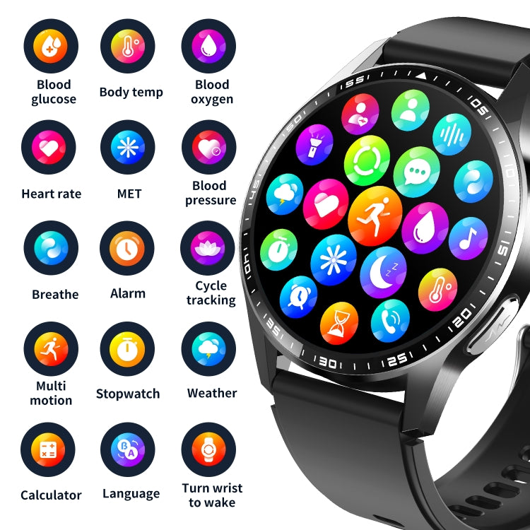 F400  1.55 Inch Screen Smart Watch Support ECG/ Blood Oxygen / Blood Sugar / 150+ Sports Mode, Color: Black Silicone - free shipping - PMC TechLife - Order now!