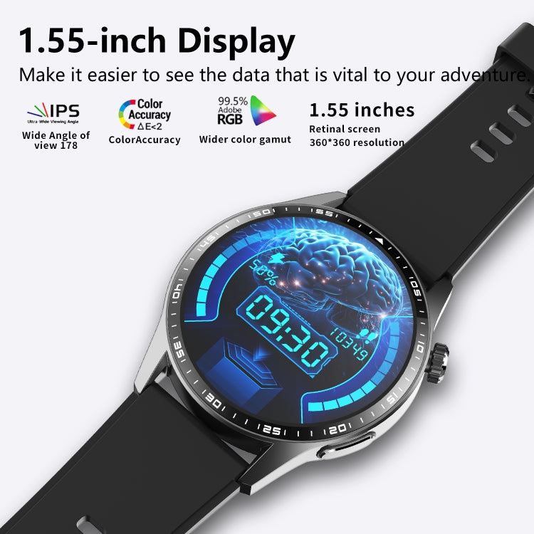 F400  1.55 Inch Screen Smart Watch Support ECG/ Blood Oxygen / Blood Sugar / 150+ Sports Mode, Color: Black Gray Silicone - Smart Watches by PMC TechLife | Online Shopping South Africa | PMC TechLife | Buy Now Pay Later Mobicred
